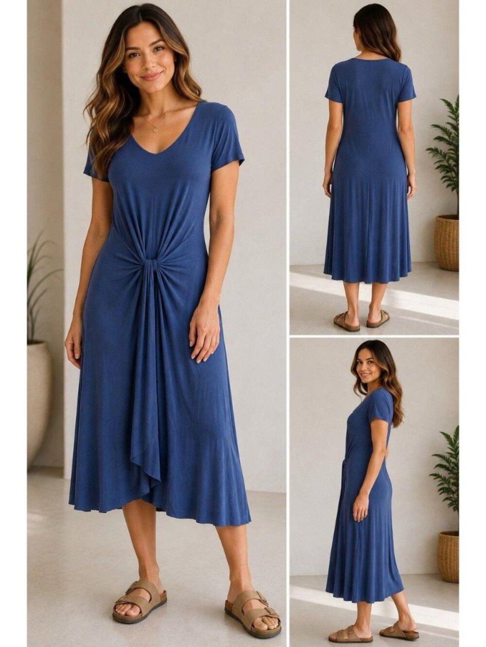 Athleta In A Twist Wrap Dress Blue Size XL NWT